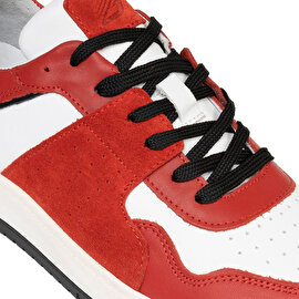 Erkek Kırmızı Beyaz Hakiki Deri Sneaker Ayakkabı 3K1SA75174-4