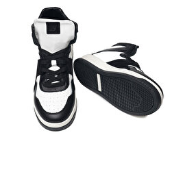 Erkek Siyah Beyaz Hakiki Deri Sneaker Bot 3K1SB75175 
