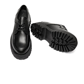 Kadın Siyah Hakiki Deri Oxford Ayakkabı 3K2KA31008-5
