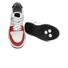 Kadın Beyaz Kırmızı Hakiki Deri Sneaker Ayakkabı 3K2SA33021