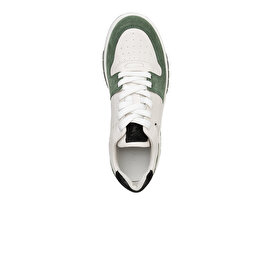 Kadın Beyaz Yeşil Hakiki Deri Sneaker Ayakkabı 3K2SA33021