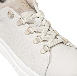 Kadın Kirli Beyaz Hakiki Deri Sneaker Ayakkabı 3K2SA33070