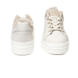 Kadın Kirli Beyaz Hakiki Deri Sneaker Ayakkabı 3K2SA33070