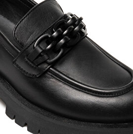 Kadın Siyah Deri Hakiki Deri Loafer Ayakkabı 3K2UA31005