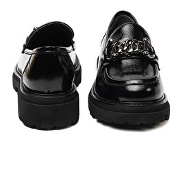 Kadın Siyah Rugan Hakiki Deri Loafer Ayakkabı 3K2UA72192