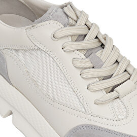Erkek Beyaz Gri Hakiki Deri Spor Ayakkabı 3Y1SA16081T-4