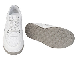 Erkek Beyaz Gri Hakiki Deri Sneaker Ayakkabı 3Y1SA17000-5