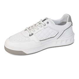 Erkek Beyaz Gri Hakiki Deri Sneaker Ayakkabı 3Y1SA17000-2