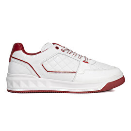 Erkek Beyaz Kırmızı Hakiki Deri Sneaker Ayakkabı 3Y1SA17000-1