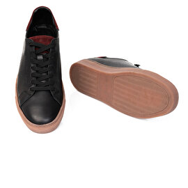 Erkek Siyah Hakiki Deri Sneaker Ayakkabı 3Y1SA62618-5