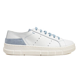 Kadın Beyaz Mavi Hakiki Deri Sneaker Ayakkabı 3Y2CA50753-1