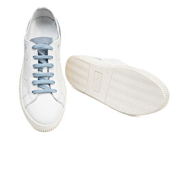 Kadın Beyaz Mavi Hakiki Deri Sneaker Ayakkabı 3Y2CA50753-5