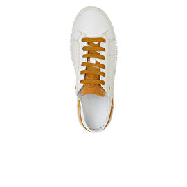 Kadın Beyaz Hardal Hakiki Deri Sneaker Ayakkabı 3Y2CA50753-3