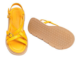 Kadın Sarı Hakiki Deri Sandalet 3Y2CS50768-5