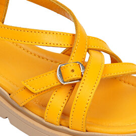 Kadın Sarı Hakiki Deri Sandalet 3Y2CS50768-4