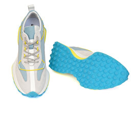 Kadın Beyaz Mavi Hakiki Deri Spor Ayakkabı 3Y2SA31431-5