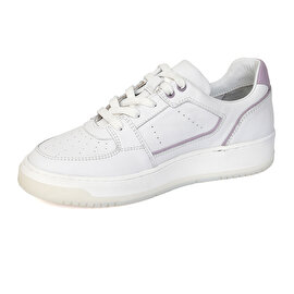 Kadın Beyaz Lila Hakiki Deri Sneaker Ayakkabı 3Y2SA32311-2