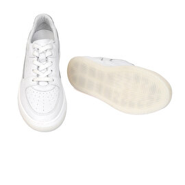 Kadın Beyaz Gümüş Hakiki Deri Sneaker Ayakkabı 3Y2SA32311-5