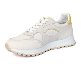 Kadın Kırık Beyaz Sarı Hakiki Deri Spor Ayakkabı 3Y2SA32320-2