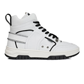 GreyderLAB Kadın Beyaz Siyah Hakiki Deri Sneaker Ayakkabı 3Y2SA45091-1