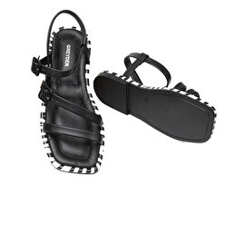 Kadın Siyah Hakiki Deri Sandalet 3Y2YS50758-5