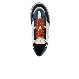 Erkek Siyah Beyaz Hakiki Deri Sneaker Ayakkabı 4Y1SA17452-3