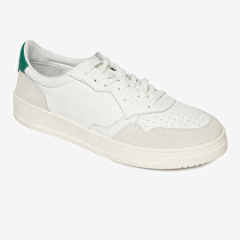 Erkek Beyaz Yeşil Hakiki Deri Sneaker Ayakkabı 4Y1SA62609-1