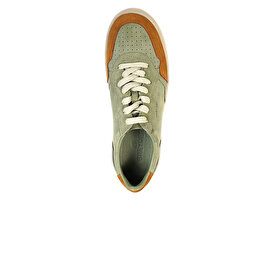 Erkek Taba Yeşil Hakiki Deri Sneaker  Ayakkabı 4Y1SA62609-3