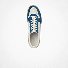 Erkek Saks Beyaz Hakiki Deri Sneaker Ayakkabı 4Y1SA62609-6