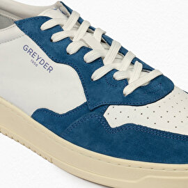 Erkek Saks Beyaz Hakiki Deri Sneaker Ayakkabı 4Y1SA62609-7