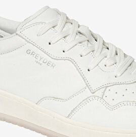 Erkek Kırık Beyaz Hakiki Deri Sneaker Ayakkabı 4Y1SA62609-5