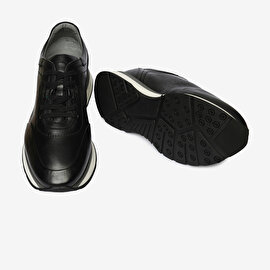 Erkek Siyah Hakiki Deri Sneaker Ayakkabı 4Y1SA64509-6