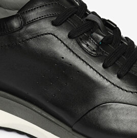Erkek Siyah Hakiki Deri Sneaker Ayakkabı 4Y1SA64509-5