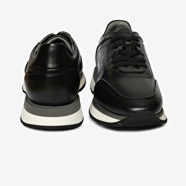 Erkek Siyah Hakiki Deri Sneaker Ayakkabı 4Y1SA64509-7