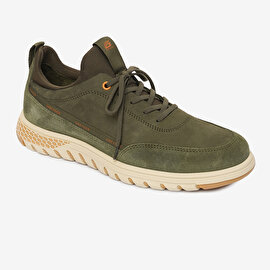 Erkek Haki Hakiki Deri Sneaker Ayakkabı 4Y1UA17611-1