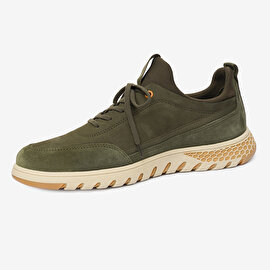 Erkek Haki Hakiki Deri Sneaker Ayakkabı 4Y1UA17611-3