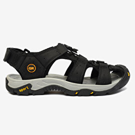 Kadın Siyah Gri Hakiki Deri Sandalet 4Y2CS30641-2