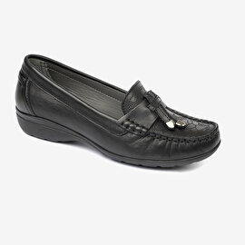 Kadın Siyah Hakiki Deri Comfort Ayakkabı 4Y2FA25593-1