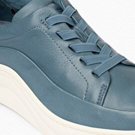 Kadın Kot Mavi Hakiki Deri Sneaker Ayakkabı 4Y2FA59052-5