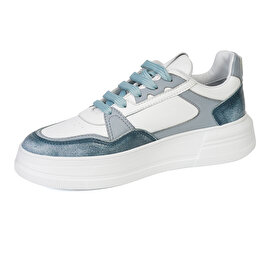Kadın Mavi Beyaz Hakiki Deri Sneaker Ayakkabı 4Y2SA33220-2
