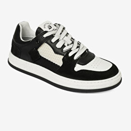 Kadın Siyah Beyaz Hakiki Deri Sneaker Ayakkabı 4Y2SA33290-1