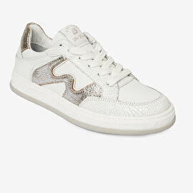 Kadın Beyaz Gümüş Hakiki Deri Sneaker Ayakkabı 4Y2SA33291-1