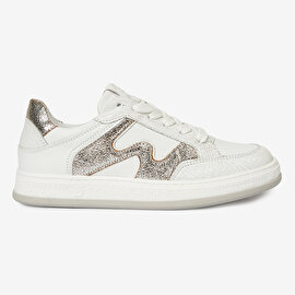 Kadın Beyaz Gümüş Hakiki Deri Sneaker Ayakkabı 4Y2SA33291-2