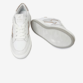 Kadın Beyaz Gümüş Hakiki Deri Sneaker Ayakkabı 4Y2SA33291-6