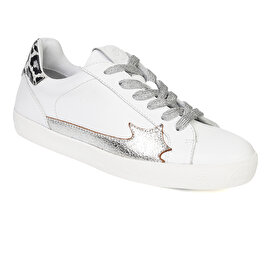 Kadın Beyaz Gümüş Hakiki Deri Sneaker Ayakkabı 4Y2SA33370-1