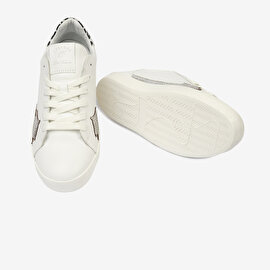 Kadın Beyaz Gümüş Hakiki Deri Sneaker Ayakkabı 4Y2SA33370-6