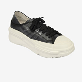 Kadın Siyah Beyaz Hakiki Deri Sneaker Ayakkabı 4Y2SA33400-1