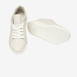 Kadın Kirli Beyaz Hakiki Deri Sneaker Ayakkabı 4Y2SA33600-6