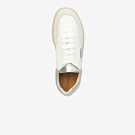 Kadın Beyaz Gümüş Hakiki Deri Sneaker Ayakkabı 4Y2SA45160-4