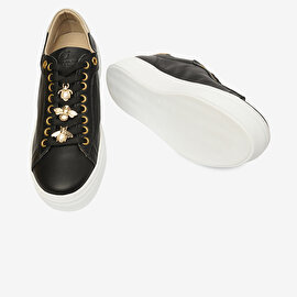 Kadın Siyah Hakiki Deri Sneaker Ayakkabı 4Y2SA50738-6